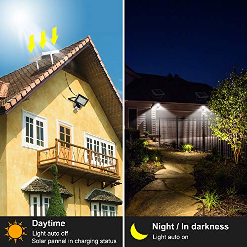 MEIKEE Foco Led Solar Exterior, Sensor de Movimiento Foco Solar Exterior, Lámpara solar con 60 LEDs Súper Brillantes 400LM, IP66 Impermeable, Para Jardín, Terraza, Garaje, Patio - Blanco Frío(6500K)