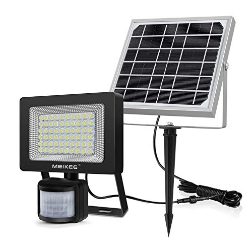 MEIKEE Foco Led Solar Exterior, Sensor de Movimiento Foco Solar Exterior, Lámpara solar con 60 LEDs Súper Brillantes 400LM, IP66 Impermeable, Para Jardín, Terraza, Garaje, Patio - Blanco Frío(6500K)