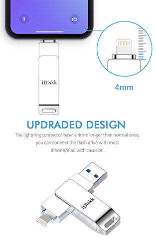 Memoria USB para iPhone y iPad [Certificado MFi] iDiskk 64GB iPhone Pendrive Memoria Flash USB Compatible con iPad iOS13 PC Macbook