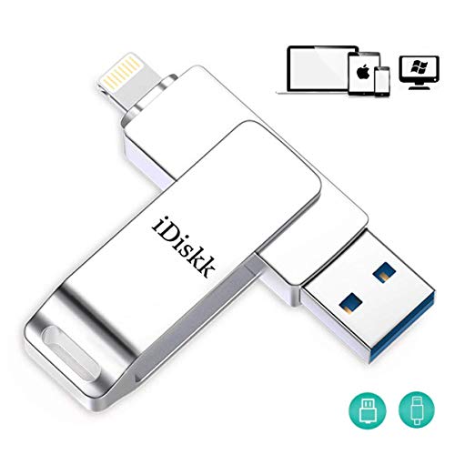 Memoria USB para iPhone y iPad [Certificado MFi] iDiskk 64GB iPhone Pendrive Memoria Flash USB Compatible con iPad iOS13 PC Macbook