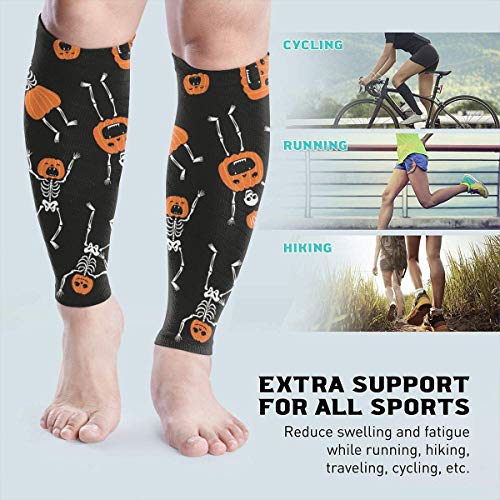 Men Women Skull and Pumpkin Dancing Calf Compression Sleeve Fashion Leg Support Calf Guards Sleeves Calf Pain Relief for Running