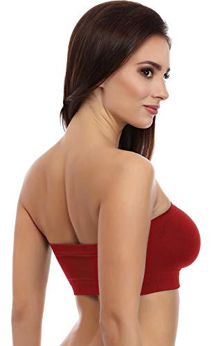 Merry Style Bandeau Top Deportivo Bra Sin Tirantes Ropa Verano Mujer 06 161(Rojo, M/L)