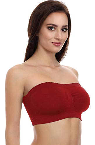 Merry Style Bandeau Top Deportivo Bra Sin Tirantes Ropa Verano Mujer 06 161(Rojo, M/L)