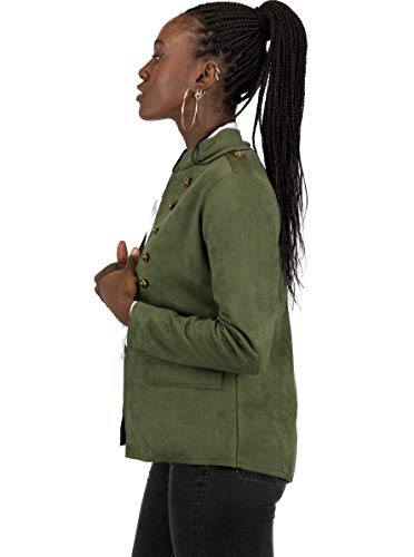 Mer's Style - Chaqueta Cazadora Militar de Ante, Verde Talla M-40 Mujer