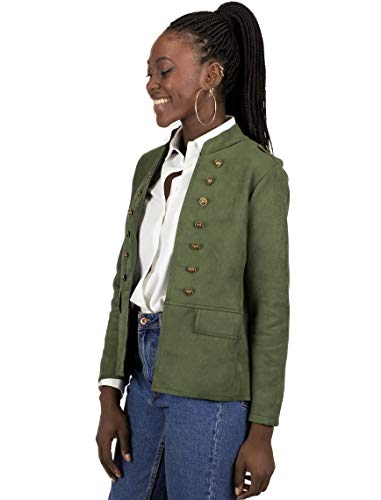 Mer's Style - Chaqueta Cazadora Militar de Ante, Verde Talla M-40 Mujer