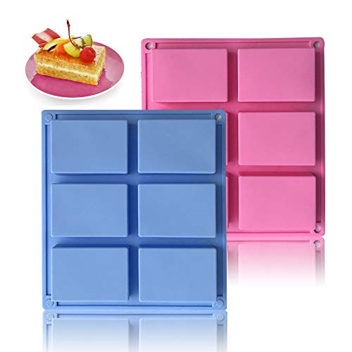 MHwan molde de jabón de silicona rectangular, Moldes de silicona para jabón, Moldes de silicona de silicona de grado alimenticio para pasteles de jabón hechos a mano, 2 piezas, 23.5x21.2x2.5cm