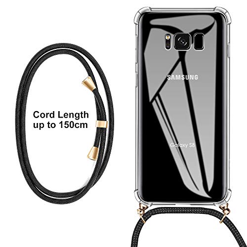 Migimi Funda con Cuerda Samsung Galaxy S8, Carcasa Transparente TPU Suave Silicona Case con Correa Colgante [Moda y Practico] [Anti-Choque] [Anti-rasguños] Ajustable Collar Correa para Samsung S8