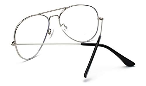 MIGOO Aviador Gafas con Filtro de luz Azul Metal Estilo Retro de los Años Sesenta Lente Transparente para Hombres Mujeres