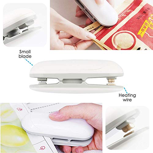 Mini Bag Sealer, Heat Sealer Machine con Función Del Corte, 2 en 1 Selladora de Bolsas Portátil, Mini Selladora de Bolsas de Plástico para Comida y Merienda Bolsa de Almacenamiento