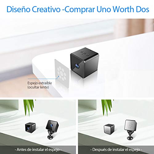 Mini Camara Espia Oculta Bluetooth, MHDYT WiFi HD 1080P Cámara Vigilancia Portátil con Altavoz Bluetooth, Sensor Movimiento, Visión Nocturna, IP Camara Seguridad Inalambrica Micro Interior/Exterior