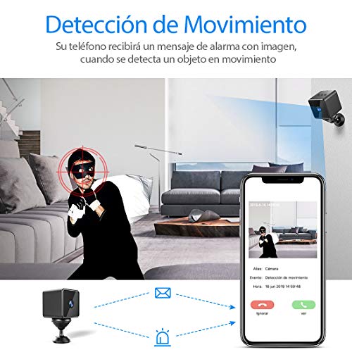 Mini Camara Espia Oculta Bluetooth, MHDYT WiFi HD 1080P Cámara Vigilancia Portátil con Altavoz Bluetooth, Sensor Movimiento, Visión Nocturna, IP Camara Seguridad Inalambrica Micro Interior/Exterior