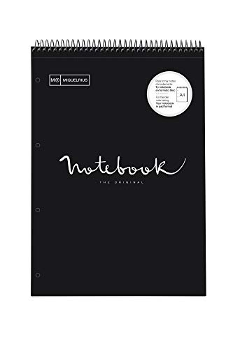 Miquelrius 46085 Cuaderno A4 Emotions Reporter espiral superior. Negro 80 hojas Cuadrícula