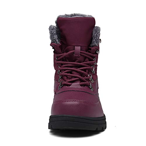 Mishansha Botas de Nieve para Mujer Botas Apreski Impermeables Botas de Invierno Mantener Caliente Botas con Forro Polar Al Aire Libre, Rojo 38