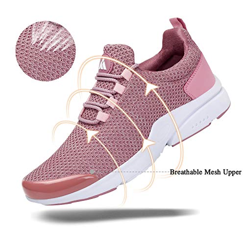 Mishansha Zapatillas de Masculino Femenino Ligero Suave Malla Transpirable Lace Up Zapatos para Caminar Gimnasia Trainers Primavera Verano 2020 Cómoda Atléticos Calzados, Sneaker Rosa 39