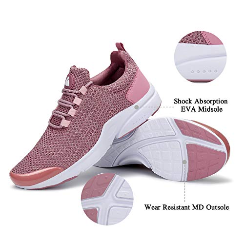 Mishansha Zapatillas de Masculino Femenino Ligero Suave Malla Transpirable Lace Up Zapatos para Caminar Gimnasia Trainers Primavera Verano 2020 Cómoda Atléticos Calzados, Sneaker Rosa 39