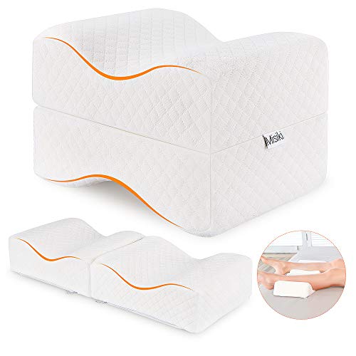 Misiki Almohada Piernas Dormir Almohada Rodillas Ergonomica para Durmientes de Lado Cojín Ortopédico con Almohada Espuma Memoria para Alivia el Dolor en la Espalda, Caderas y Ciática