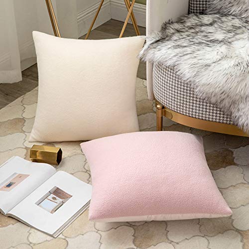 MIULEE 2 Unidades Fundas de cojín para sofá Almohada Caso de Diseño Compuesto de Polar Fleece Cómodo Decoración para Habitacion Juvenil Sofá Comedor Cama Dormitorio Oficina 45 x 45cm Rosa