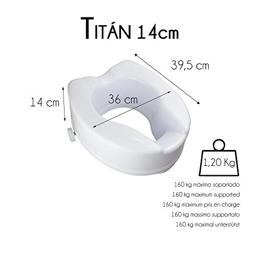 Mobiclinic, Elevador WC, Sin tapa, 14 cm, Blanco, Titán