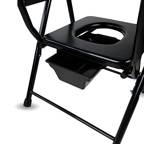 Mobiclinic, Guadalquivir, Silla con WC o inodoro para discapacitados, minusválidos, ancianos, Plegable, Reposabrazos, Asiento ergonómico, Conteras antideslizates, color negro