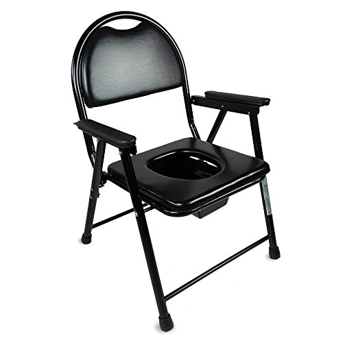 Mobiclinic, Guadalquivir, Silla con WC o inodoro para discapacitados, minusválidos, ancianos, Plegable, Reposabrazos, Asiento ergonómico, Conteras antideslizates, color negro