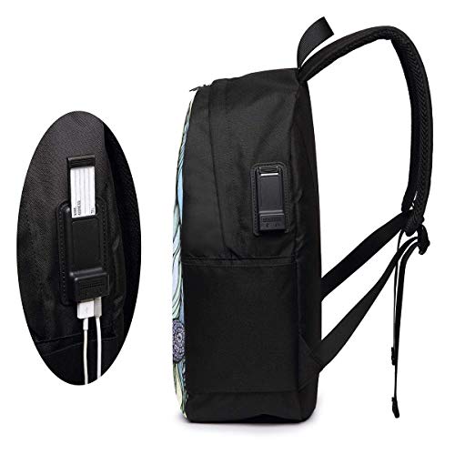 Mochila Escolar USB de Diente de león Lsjuee, Mochila de Lona de Gran Capacidad, Mochila de Viaje Informal para Adultos, Adolescentes, Mujeres, Hombres, 17 Pulgadas