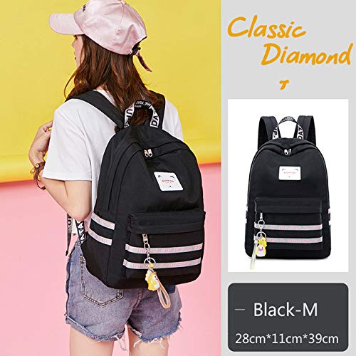 Mochila Infantil XYDBB Campus Tendencia Niñas Mochilas para Niños Escuela Secundaria Bolsa Niños Bolsa Chica Bolsa Bolsa Mochila como se Muestra Black-M