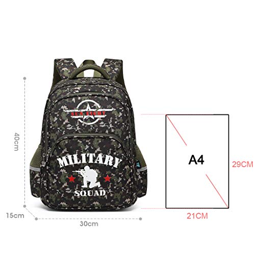 Mochila para Niños, Camuflaje Mochilas Escolares Juveniles, Primaria Mochila Gran Capacidad para Colegio Viajes, Material Escolar para Infantil, Regalos para y Adolescentes con Tira Reflectante 15"