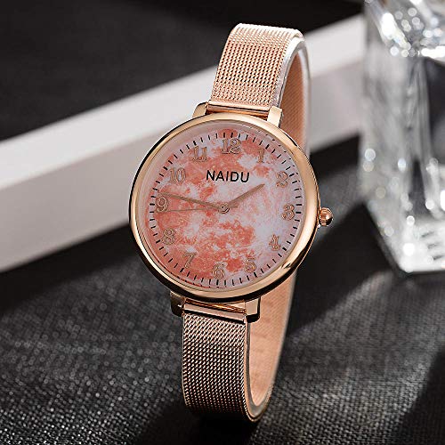 Moda Starry Sky Reloj Mujeres Reloj De Pulsera con Banda De Oro Rosa De Acero Pink Sky Face Popular Design Lady Reloj Inteligente