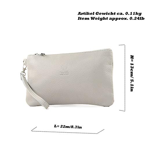 modamoda de - T193 - Clutch italiano/Bolso de mano Cuero Pequeño, Color:azul turquesa