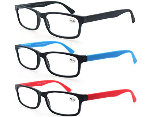 Un Pack de 3 Gafas de Lectura/Gafas para Presbicia Hombre Mujer,Buena  Vision Ligeras Comodas,Vista de Cerca/Vista Cansada,Colores Negro-Gris-Azul