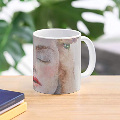 MOEBE Green Girls Spring Flowers Pink Breath Fashion Red Illustration La Mejor Taza de café de cerámica de mármol Blanco de 11 oz