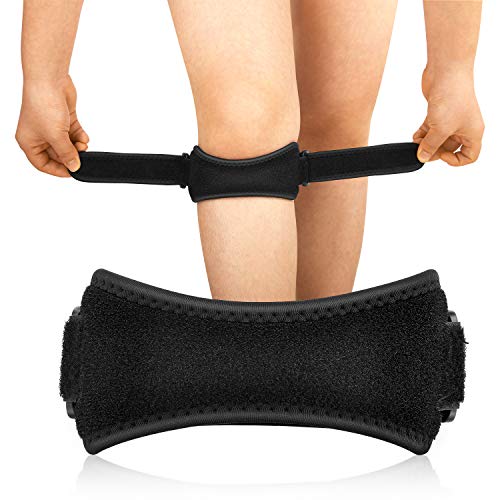 MoKo Correa para la Rodilla de Rótula, Rótula Adjustable de Silicona para el Alivio del Dolor Rodillera Estabilizador para Trotar, Senderismo, Fútbol, Baloncesto, Correr, Tendinitis - Negro