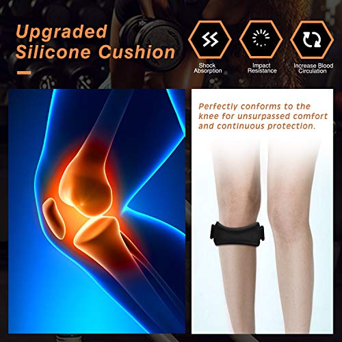 MoKo Correa para la Rodilla de Rótula, Rótula Adjustable de Silicona para el Alivio del Dolor Rodillera Estabilizador para Trotar, Senderismo, Fútbol, Baloncesto, Correr, Tendinitis - Negro