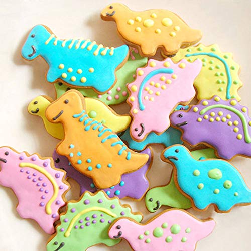 Moldes de Galletas, Cortadores Galletas Dinosaurio， 6pcs Acero Inoxidable Galletas Cortador para Cookie, Fondant, Formas Navideña Variadas Fiesta Navidad Galletas