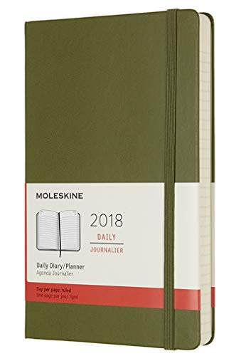 Moleskine Día Calendario, 12 Meses, 2018, Hard Cover, color Ulmengrün L