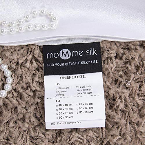 Mommsilk Pack de 2 Fundas de Almohada de Satén con Cremallera Invisible, 40x60cm, Color Blanco