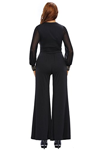 Mono Mujer Largo - Jumpsuit Elegante para Ceremonia y Eventos, Novia o Dama de Honor - para Fiesta Discoteca Moda Baile (S, Negro)