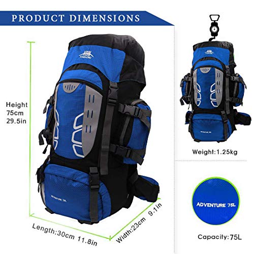 Mooedcoe 75L Mochila Senderismo Tactica Mochila Hombre Impermeable de Trekking Viaje Montaña Acampada Escalada (Azul)