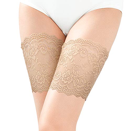 MOOKLIN ROAM 4pcs Bandas de Encaje Muslo Elástico Banda De Silicona Calcetines Antirrozaduras para evitar roce y previene rozaduras Elastic Lace Thigh Stockings para hombre mujer (2 pares)