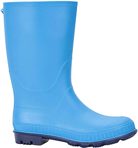 Mountain Warehouse Botas de Agua Planas para niños - Botas de Goma con Suela Duradera, PVC para Lluvia, Forro de Tejido Suave - para la Escuela, excursiones y Exteriores Azul 32