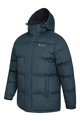 Mountain Warehouse Chaqueta de Nieve para Hombre - Impermeable, con Capucha, puños y Dobladillo Ajustables - Ideal para Viajes en Invierno Azul Marino S