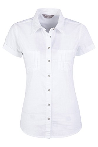 Mountain Warehouse Coconut Camisa de Las Mujeres Cortas de la Manga - 100% Tapa del Verano de Las señoras del algodón, Peso Ligero, Blusa de Breathable Blanco 46