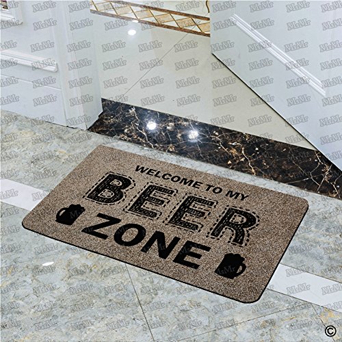 MsMr Felpudo – Felpudo de Entrada (Funny Felpudo Oficina en casa Decorativa Felpudo para Interior/al Aire Libre Alfombra de Goma, Bienvenido a mi Cerveza Zona diseñado 23.6 x15.7 