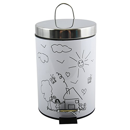 MSV d'enfants Cubo DE Basura 3L Jardin D'ENFANT, Acero Inoxidable, Multicolor, 25.6x16.5x16.5 cm