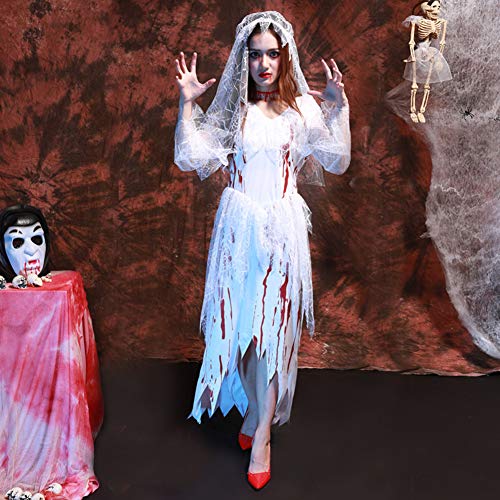 MTSBW Zombie Bride Costume Ghost Cosplay Halloween Bloody Stage Outfit Al Aire Libre