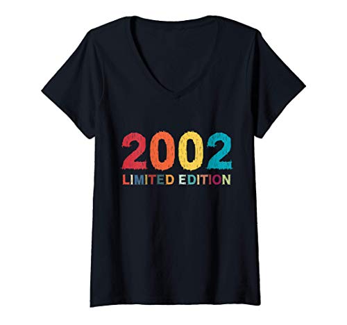 Mujer 18 Años Cumpleaños Chico Chica Regalo Deco Divertido 2002 Camiseta Cuello V