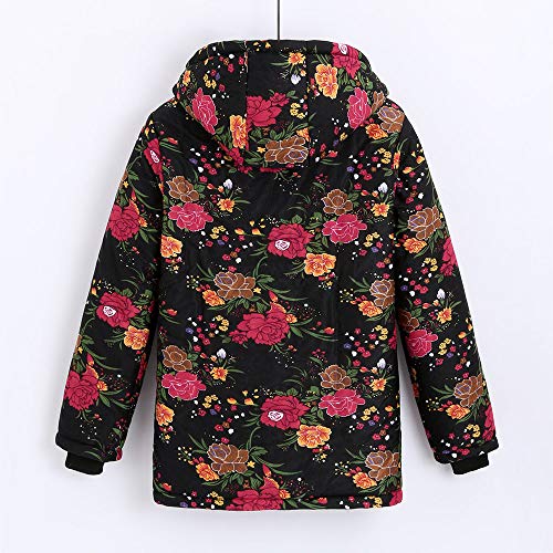 Mujer Abrigo Invierno Hoodie,Sonnena Abrigo para Mujer Caliente Ropa Casual Al Aire Libre Manga Larga Color Liso Patrón Flores Retro Abrigo Largo Casual Mujer Elegante Señora Feliz Navidad