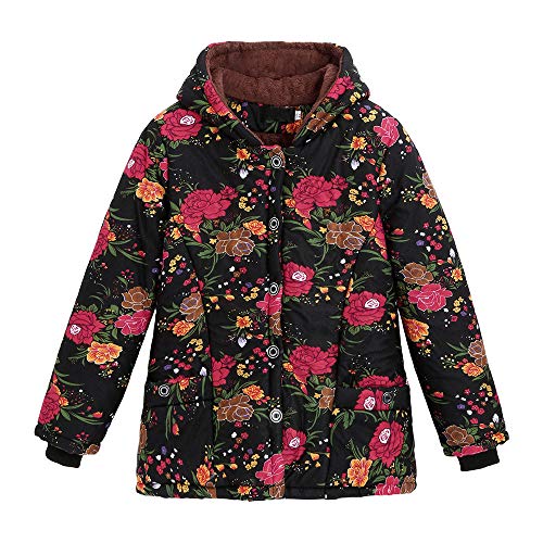 Mujer Abrigo Invierno Hoodie,Sonnena Abrigo para Mujer Caliente Ropa Casual Al Aire Libre Manga Larga Color Liso Patrón Flores Retro Abrigo Largo Casual Mujer Elegante Señora Feliz Navidad