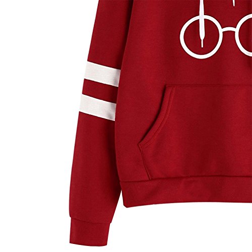 Mujer Sudaderas con Capucha Manga Larga Rayas Elegante Varsity Gafas De Harry Potter Camisetas Encapuchado Ante Bolsillo Tops Casual Sweatshirt De Marca Abrigo Deportes