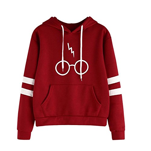 Mujer Sudaderas con Capucha Manga Larga Rayas Elegante Varsity Gafas De Harry Potter Camisetas Encapuchado Ante Bolsillo Tops Casual Sweatshirt De Marca Abrigo Deportes